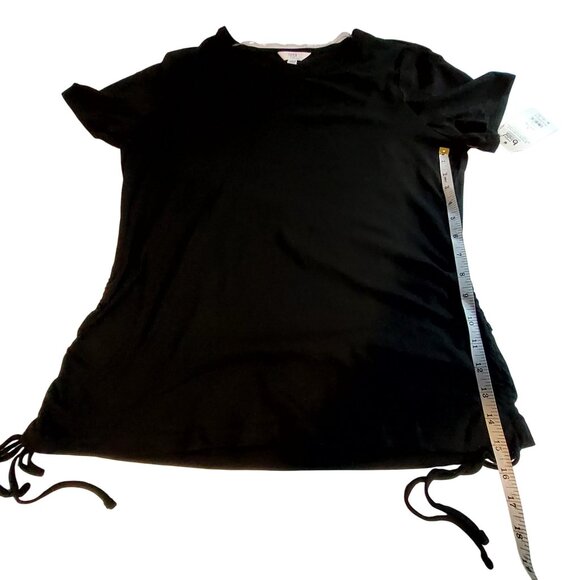 Time And Tru Size L Black Cotton Side Cinch T-Shirt Lightweight and breathable - Picture 10 of 11
